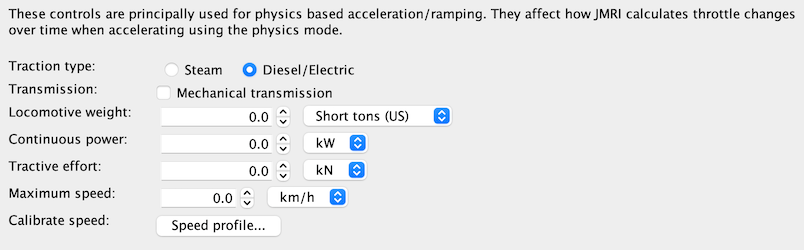 Locomotive physics data