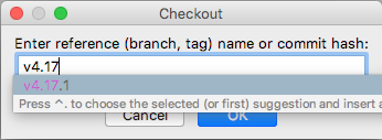 IntelliJ Checkout Tag dialog