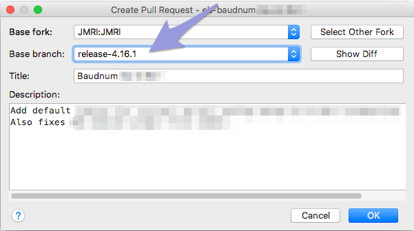 IntelliJ Git Create PR Base Branch