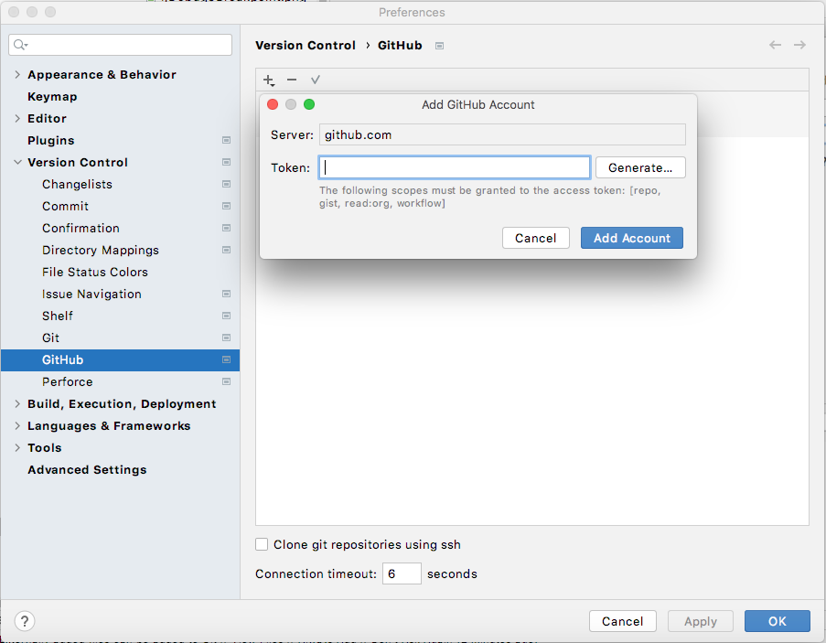 IntelliJ build GitHub prefs
