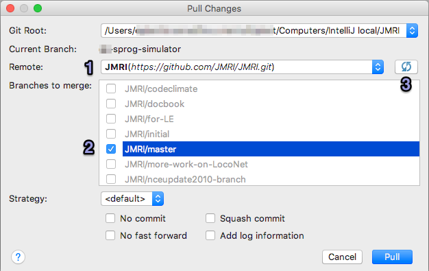 IntelliJ Pull dialog