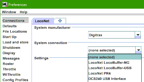 Selecting the 
              "System connection" type