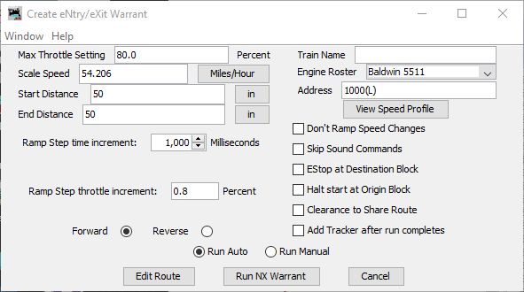 Warrants Preferences pane in in JMRI 4.10