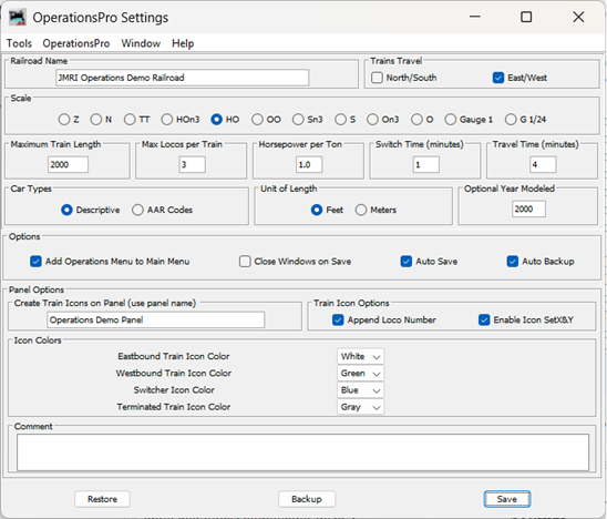 Operations Settings pane, version 4.2