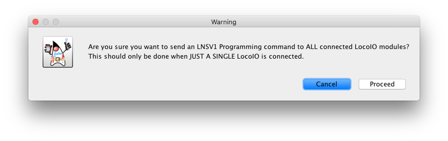 LocoIO (LNSV1) Tool warning for Broadcast