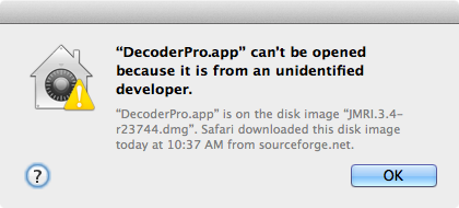 macOS warn dialog for unidentified developer