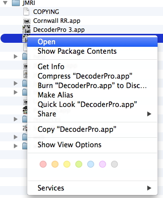 macOS Finder right-click Open on program icon